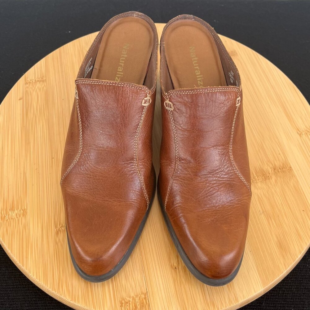 Leather Slip-on Mules Heels Women's Size 7M - Picture 4 of 10